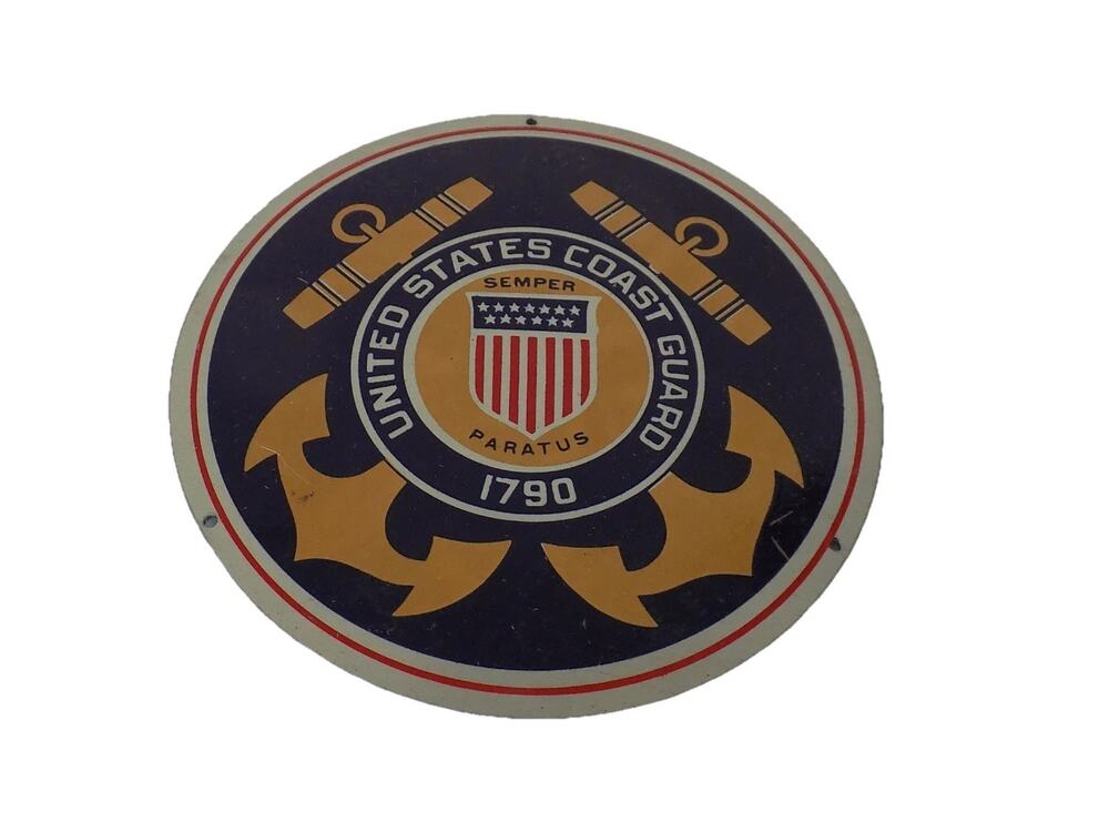 Vintage United States Coast Guard plaque or license plate topper